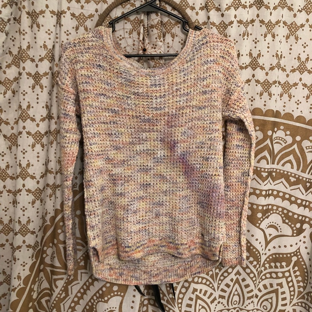 Purple, pink, yellow Hollister knit sweater XS